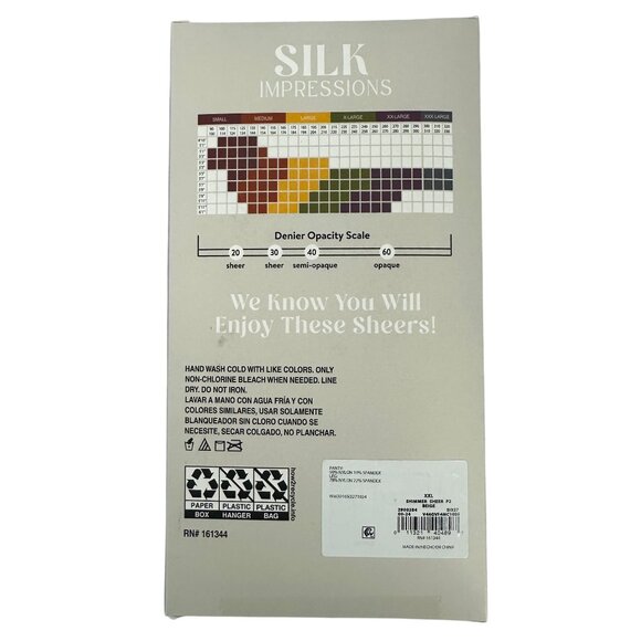 Silk Impressions Womens Sheer Shimmer Pantyhose XXL Beige High Waist 20 Denier - Picture 4 of 11